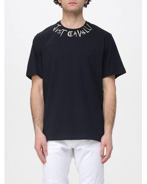Just Cavalli Cotton T-Shirt With Logo - Black