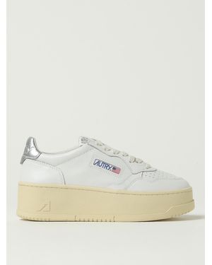Autry Elevated Sole Leather Upper Lace-Up Casual Trainers - Natural