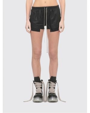 Rick Owens Leather Drawstring Shorts - Black