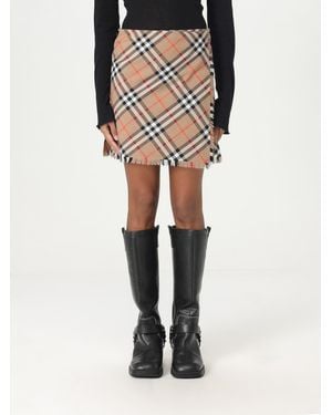 Burberry Mini Plaid Skirt Frayed Hem - Black