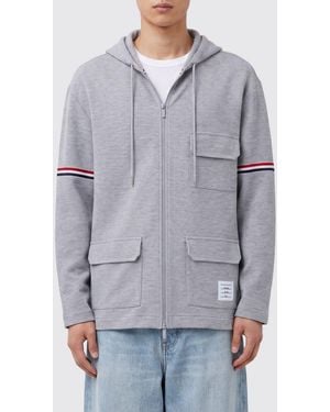 Thom Browne Twill Hooded Coat - Gray