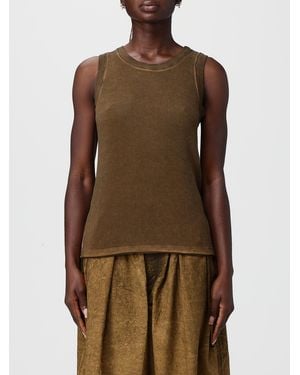 Uma Wang Ribbed Washed Jersey Top - Brown