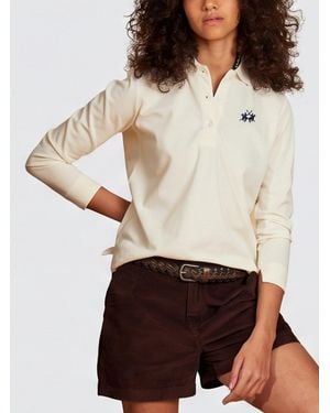 La Martina Long-Sleeved Cotton Jersey Polo Shirt With Embroidered Logo - White