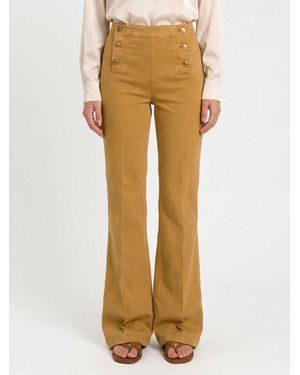 Twinset Flared Stretch Cotton Pants - Yellow