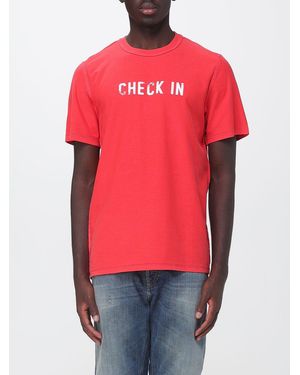 MSGM Camiseta De Algodón Con Cuello Redondo Y Eslogan Estampado - Rojo