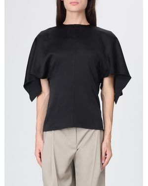 Stella McCartney Blusa De Cuello Redondo De Raso Con Mangas Cortas Y Cierre De Lazo - Negro