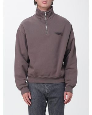 Jacquemus High Neck Relaxed Fit Cotton Jumper With Zip - Purple