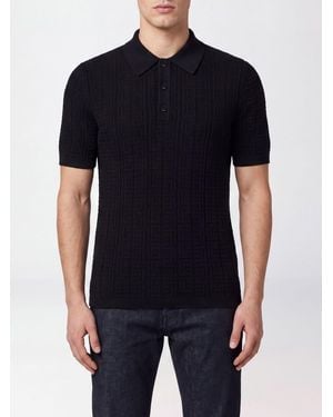 Balmain Polo En Maille De Viscose Mélangée Avec Monogramme Pb Labyrinthe All-Over - Noir
