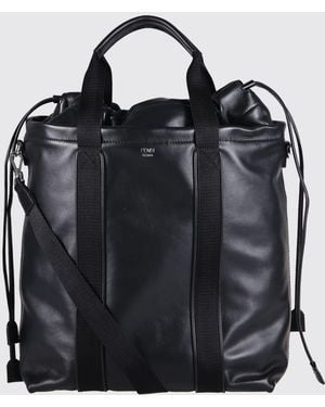 Fendi Bolso De Mano Flux En Piel De Becerro Con Cordón Y Bandolera - Negro