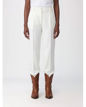Alberto Biani High-Waisted Wide-Leg Cotton Pants - White