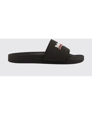 Balenciaga Contrast Logo Rubber Slide Sandals For The Beach - White