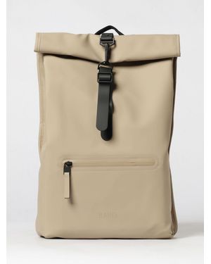 Rains Rolltop Rucksack Waterproof Polyester Backpack With Hook Closure - Natural