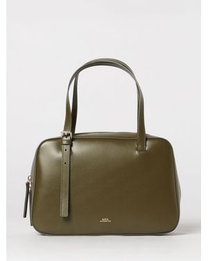 A.P.C. Virginie Box Glossy Leather Bag - Green