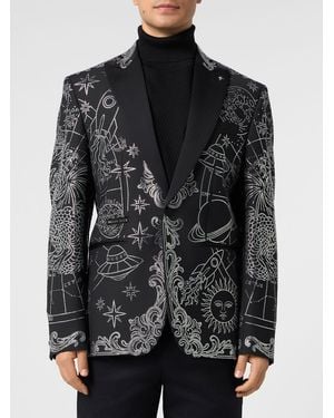 Philipp Plein Blazer Zodiaco De Mezcla De Lana Con Bordado De Cristales - Negro