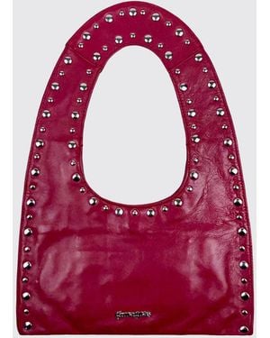 GIMAGUAS Franca Embroidered Leather Shoulder Bag With Studs And Flat Handle