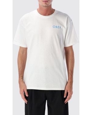 Obey Crewneck Cotton T-Shirt With Contrast Graphic Print On The Chest - White
