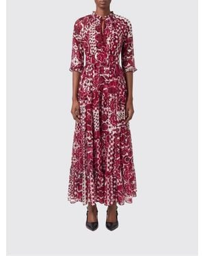 Samantha Sung Eden A-Line Floral Print Cotton Midi Dress - Red