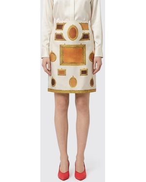 Versace Minifalda De Seda Con Estampado Gráfico - Blanco