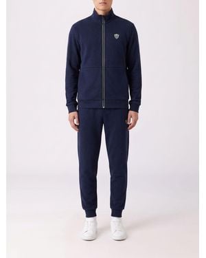 EA7 Viscose-Blend Tracksuit With High Neck Zip-Up Sweatshirt - Blue