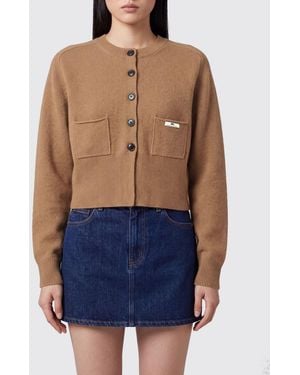 Elisabetta Franchi Cropped Wool And Cashmere Blend Cardigan - Blue