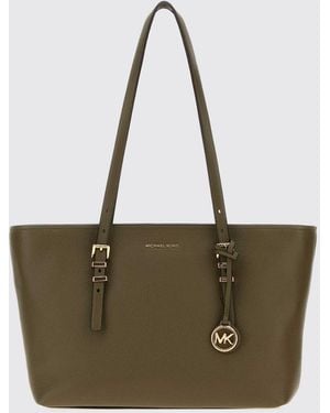 Michael Kors Quinn Grained Cowhide Leather Shoulder Bag With Double Handle - Natural
