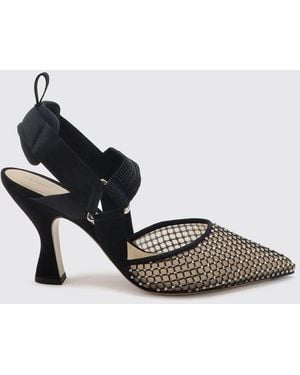 Fendi Colibrì Slingback Court Shoes With Crystal Embroidery And High Heel - Black