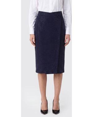 Pinko Rhinestone-Embellished Crêpe Midi Wrap Skirt - Blue