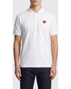 COMME DES GARÇONS PLAY Comme Des GarÇ Ons Play Slim Fit Cotton Polo Shirt With Contrasting Logo - White