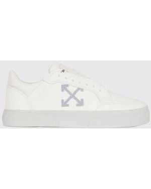 Off-White c/o Virgil Abloh Vulcanized Low Top Leather Trainers With Side Arrow Logo - White