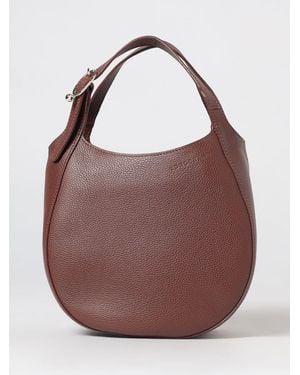 Longchamp Mini Sac Cabas Le Foulonné Toile En Cuir Grainé Avec Logo Embossé - Marron