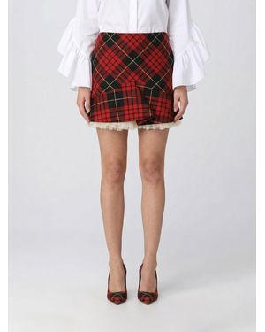 McQueen Tartan Wool Blend Mini Skirt - Red