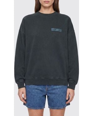 Anine Bing Cotton Crewneck Sweatshirt With Relaxed Fit And Back Logo - Black