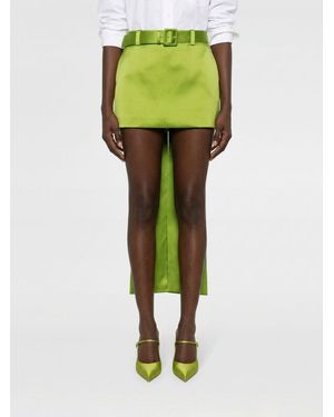 Self-Portrait Asymmetrical Crêpe Mini Skirt With Decorative Waist Bow - Green