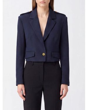 Pinko Cropped Single-Breasted Military Blazer - Blue