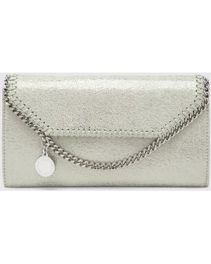 Stella McCartney Falabella Laminated Cracked Synthetic Suede Wallet - Grey