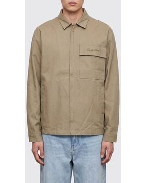 FAMILY FIRST Cotton Shirt Jacket With Concealed Closure - Natural