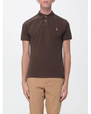 Polo Ralph Lauren Slim Fit Cotton Polo Shirt With Pony Logo Embroidery - Brown