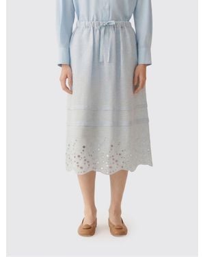Fabiana Filippi Embroidered Linen Skirt - Grey
