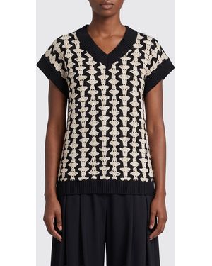 Roberto Collina Bicolour Cotton Knit Vest - Black