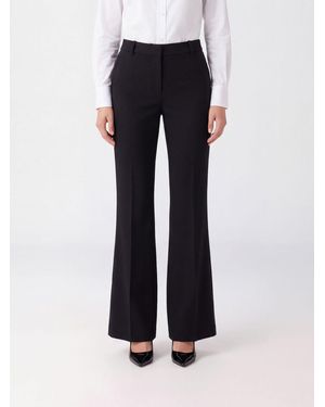 Alberto Biani Mid-Rise Flared Crêpe Pants With Concealed Closure - Blue