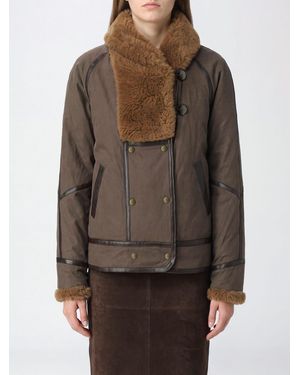 Isabel Marant Olinka Double-Breasted Faux Fur Jacket With Lapel Collar - Brown