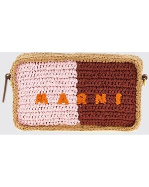 Marni Seaside Raffia Bag With Embroidered Logo