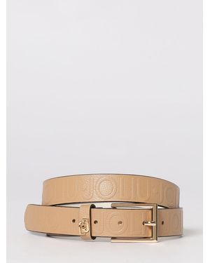 Liu Jo Grained Synthetic Leather Belt With Logo - Natural
