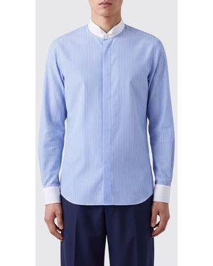 Tom Ford Striped Cotton Poplin Shirt With Wing Collar - Blue