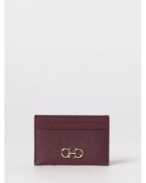 Ferragamo Gancini Grained Leather Credit Card Holder - Purple