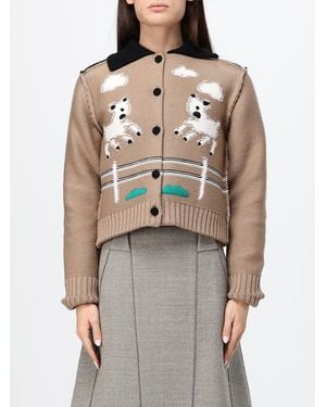 Moschino Cardigan Aus Merinowolle Mit Allover-Grafikprint - Grau