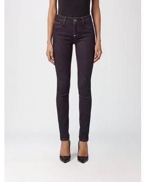 Philipp Plein Cropped Skinny Stretch Jeans With Hexagon Logo - Blue