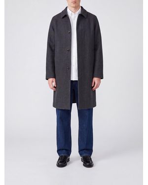 Aspesi Single-Breasted Knee-Length Pure Wool Coat With Concealed Fastening - Blue