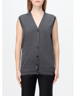 MEIMEIJ Pure Wool V-Neck Knitted Vest With Buttons - Gray