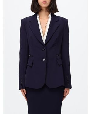 Elisabetta Franchi Cropped Single-Breasted Blazer With Peak Lapels And Slim Fit - Blue
